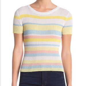 Elodie Striped Short Sleeve Sweater Top NWT